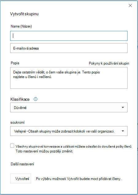 Vytvoření skupiny