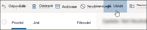 Snímek obrazovky s tlačítkem Uklidit