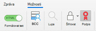 Zobrazení tlačítka podepsat v e-mailové zprávě