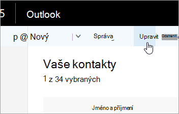 Snímek obrazovky s tlačítkem Upravit pod navigačním panelem Outlooku