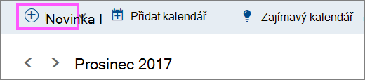 Snímek obrazovky s tlačítkem Nový