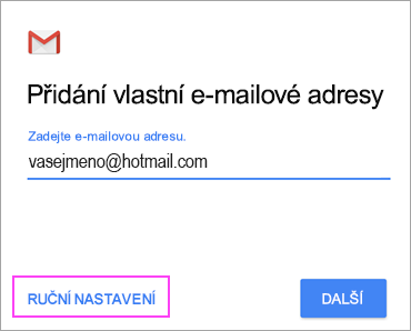 Zvolte ruční nastavení.