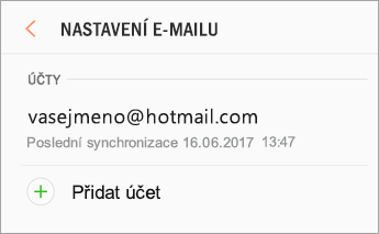 Nastavení > Přidat účet