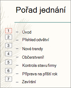 Each bullet in the list show the order of animations in a small box to the left
