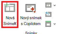 Snímek obrazovky s rozložením Nový snímek.