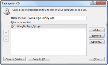 Balení prezentace pro disk CD