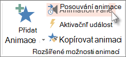 Snímek obrazovky s podoknem animací
