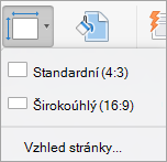 Zobrazení nabídky Velikost snímku