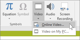 Tlačítko na pásu karet pro vložení online videa v PowerPointu