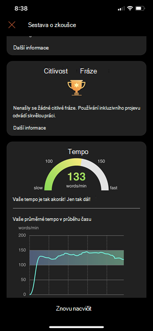 Zobrazení sestavy prezentačního kouče