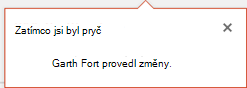 Snímek obrazovky zobrazující zprávu banneru