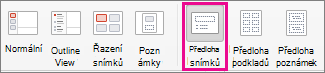 Příkaz Předloha snímků v PowerPointu pro Mac