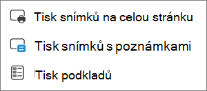 Nabídka možností tisku