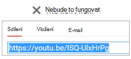 Pokud kód pro vložení začíná na http, video se nevloží úspěšně.