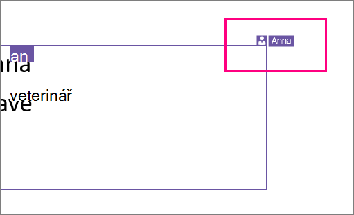 Snímek obrazovky s ikonou zobrazující uživatele, který pracuje na části snímku v aplikaci PowerPoint 2016 pro Windows