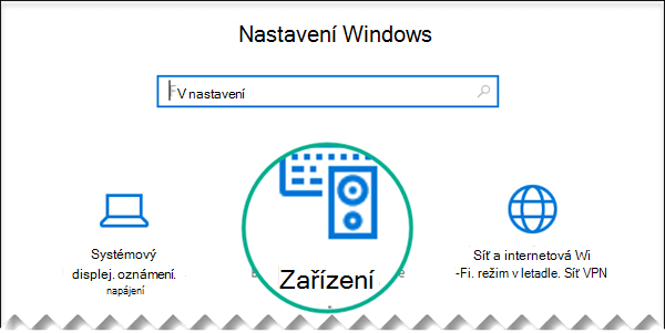 V dialogovém okně Nastavení Windows vyberte Zařízení.
