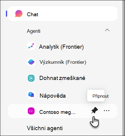 snímek obrazovky připnutí agenta