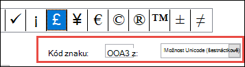 Pole Od označuje, že se jedná o symbol Unicode
