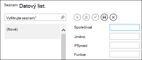 Přidání záznamu do zobrazení seznamu