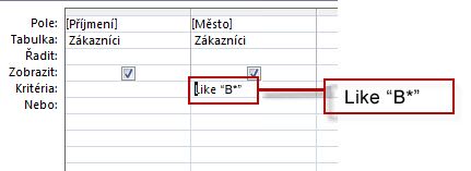 Kritéria Like v dotazu