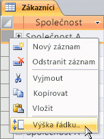 Clicking Row Height on the shortcut menu