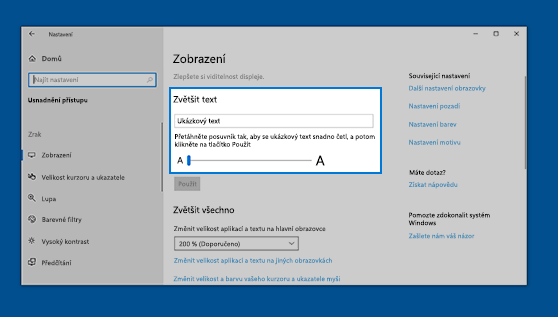 Pokud chcete zvětšit všechno včetně obrázků a aplikací, zvolte některou možnost v rozevírací nabídce v části Zvětšit všechny objekty.