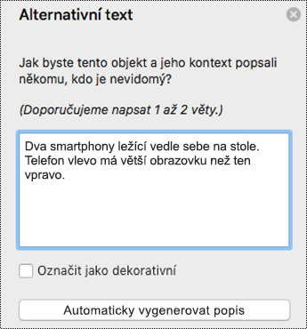 Alternativní text v PowerPointu pro Mac