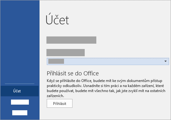 Přihlaste se pomocí pracovního nebo školního účtu Office 365 nebo účtu Microsoft.