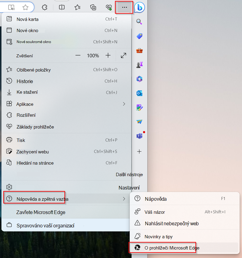 Nastavení aktualizace aplikace Microsoft Edge na nejnovější verzi