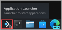 Nalezení ikony spouštěče aplikací na hlavním panelu služby Steam Desktop.
