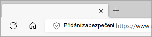 Když je pro web zapnuté rozšířené zabezpečení, zobrazí se vlevo od panelu Adresa prohlížeče Microsoft Edge přidání zabezpečení.
