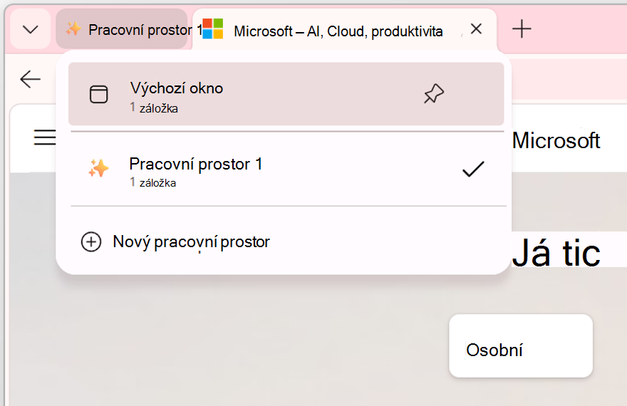 Snímek obrazovky požadovaného okna pracovního prostoru.