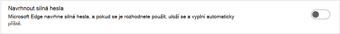 Snímek obrazovky s návrhem silných hesel