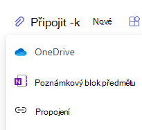 Snímek obrazovky s možnostmi připojení