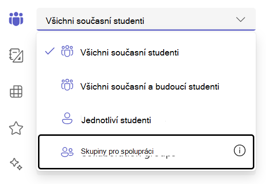 skupiny studentů