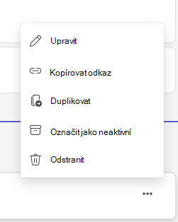 Snímek obrazovky, který ukazuje označení přiřazené položky jako neaktivní.