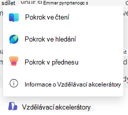 Snímek obrazovky s akcelerátory učení.