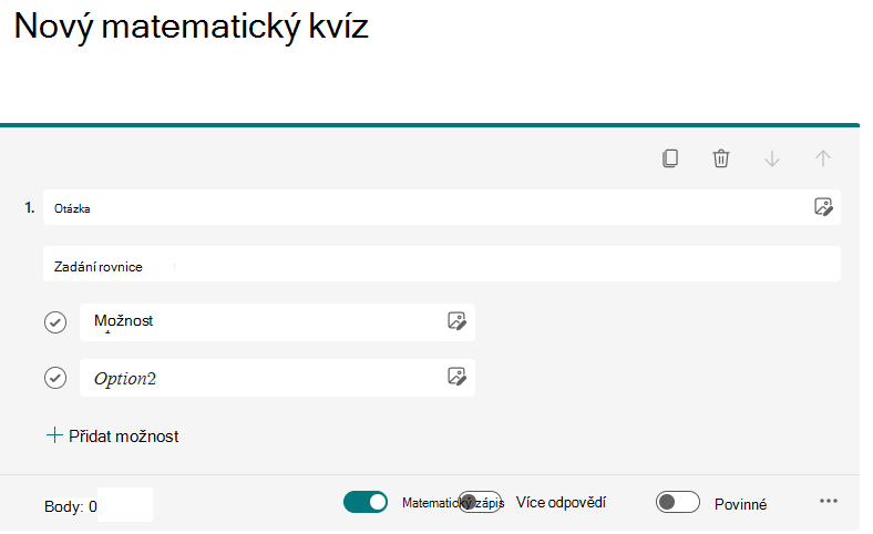 Snímek obrazovky s přepnutím matematiky.