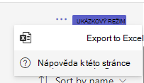 Snímek obrazovky znázorňující možnost exportu.