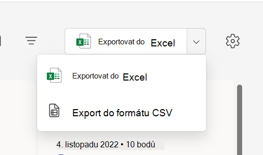Snímek obrazovky s exportem.