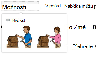 Snímek obrazovky s obrázkem a zvýrazněným textem