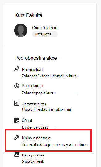 Knihy a nástroje Blackboard odkaz na Microsoft Education