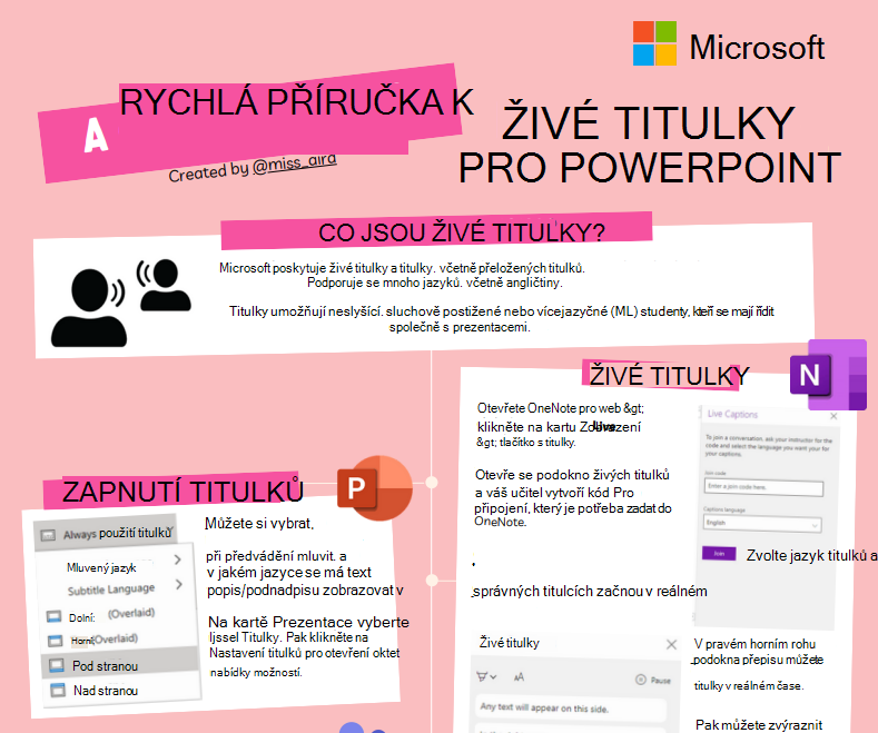 Snímek obrazovky s živými titulky.