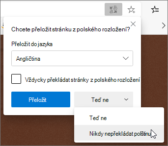 Vybrat Nikdy nepřekládat.