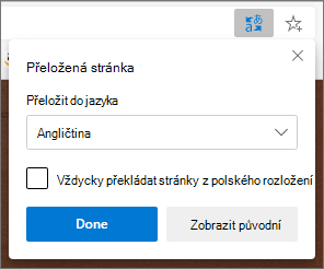 Panel Microsoft Translatoru zobrazující stav překladu.