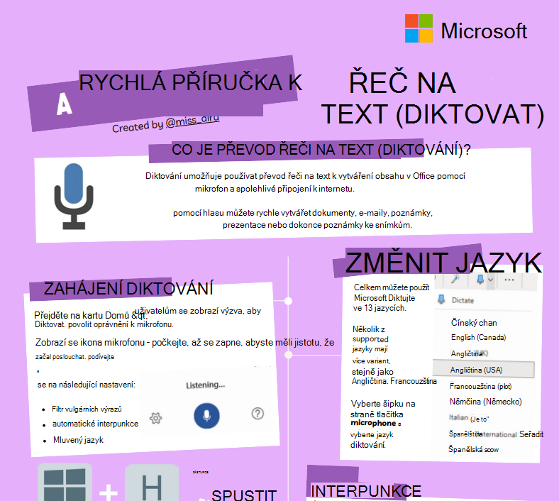 Snímek obrazovky převodu řeči na text.