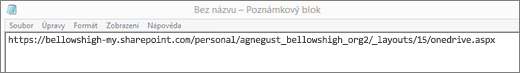 Snímek obrazovky s adresou URL.