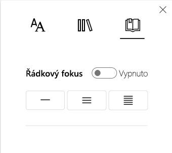 Snímek obrazovky s řádkovým fokusem.