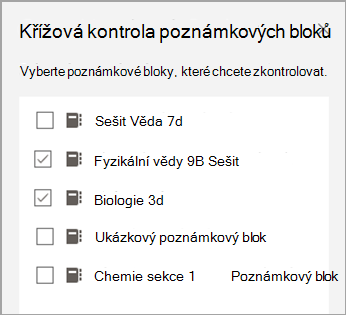 Snímek obrazovky poznámkového bloku ke kontrole.