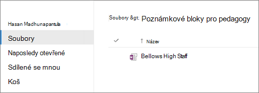 Snímek obrazovky s poznámkovými bloky pro pedagogy.